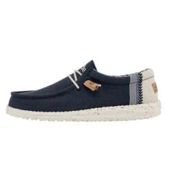 Hey Dude Men's Wally Linen Natural Navy Shoes 110792568 -Hey Dude Shop 110792568 Hey Dude Mens Wally Linen Shoes kowear 01 14651.1647855929