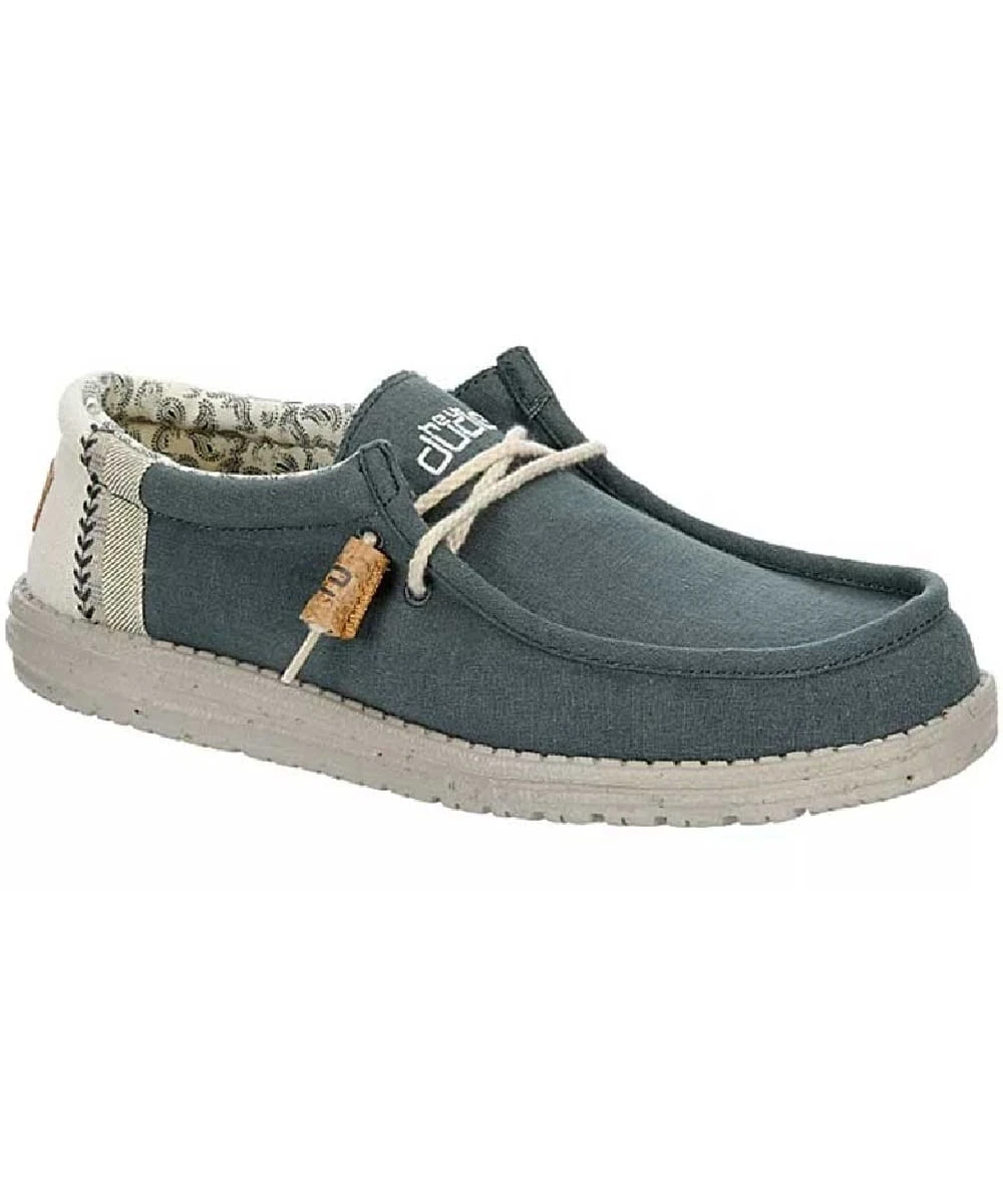 Hey Dude Men's Natural Teal Wally Linen Shoe 1 Hey Dude Men's Natural Teal Wally Linen Shoe