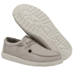 Hey Dude® Men's Wally Eco Linen Beige Slip On Shoes 112470521 -Hey Dude Shop 112470521