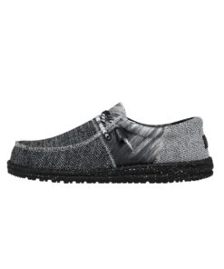 Hey Dude Men's Tri Black And Silver Wally Sox Shoe