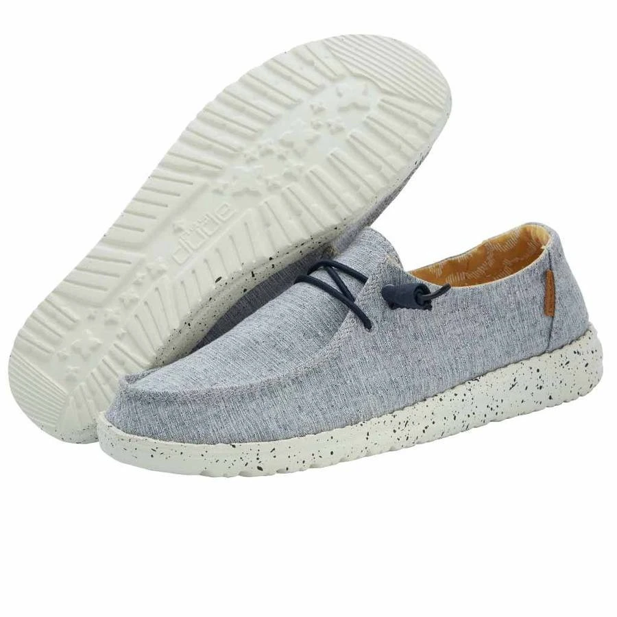 Hey Dude Ladies Wendy Linen Chambray White Blue Shoes 121410119 6 Hey Dude Ladies Wendy Linen Chambray White Blue Shoes 121410119 - Image 6