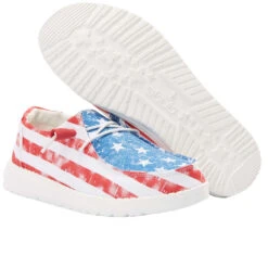 Hey Dude Ladies Wendy Patriotic Star Spangled Casual Shoes 40158-1LK -Hey Dude Shop 121412698 WENDY STAR SPANGLED 0311