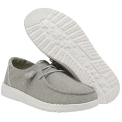 Hey Dude Ladies Wendy Chambray Braid Grey Shoes 121413327 -Hey Dude Shop 121413327 WENDY CHAMBRAY BRAID GREY LEFT 33