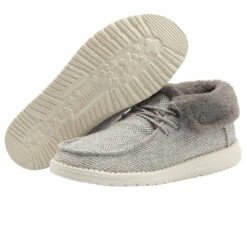 Hey Dude Ladies Britt Wool Herringbone Grey Shoes 121773133 -Hey Dude Shop 121773133 BRITT HERRING BONE GREY 03
