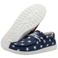 Hey Dude Men's Wally Patriotic American Flag Slip On Shoes 40001-9CW -Hey Dude Shop 40001 9CW WALLYPATRIOTIC AMERICANFLAG PAIRBOTTOM