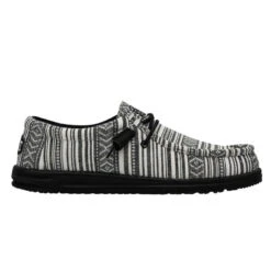 Hey Dude Men's Wally Serape Gravel Black Slip On Shoes 40017-0YB 8 Hey Dude Men's Wally Serape Gravel Black Slip On Shoes 40017-0YB -Hey Dude Shop 40017 0YB WALLY SERAPE BLACK GRAVEL LEFT 111