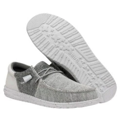 Hey Dude Men's Wally Tri Stone White Slip On Shoes 40037-1KA -Hey Dude Shop 40037 1KA WALLYTRI STONEWHITE PAIRBOTTOM11