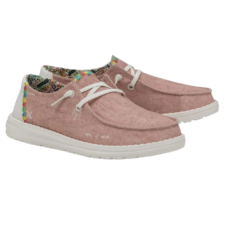 Hey Dude Ladies Wendy Boho Rose Pink Slip On Shoes 40054-662 1 Hey Dude Ladies Wendy Boho Rose Pink Slip On Shoes 40054-662