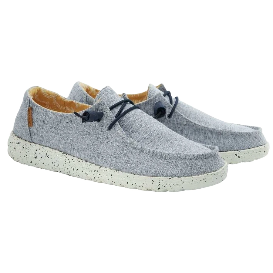 Hey Dude Ladies Wendy Linen Chambray White Blue Shoes 121410119 1 Hey Dude Ladies Wendy Linen Chambray White Blue Shoes 121410119