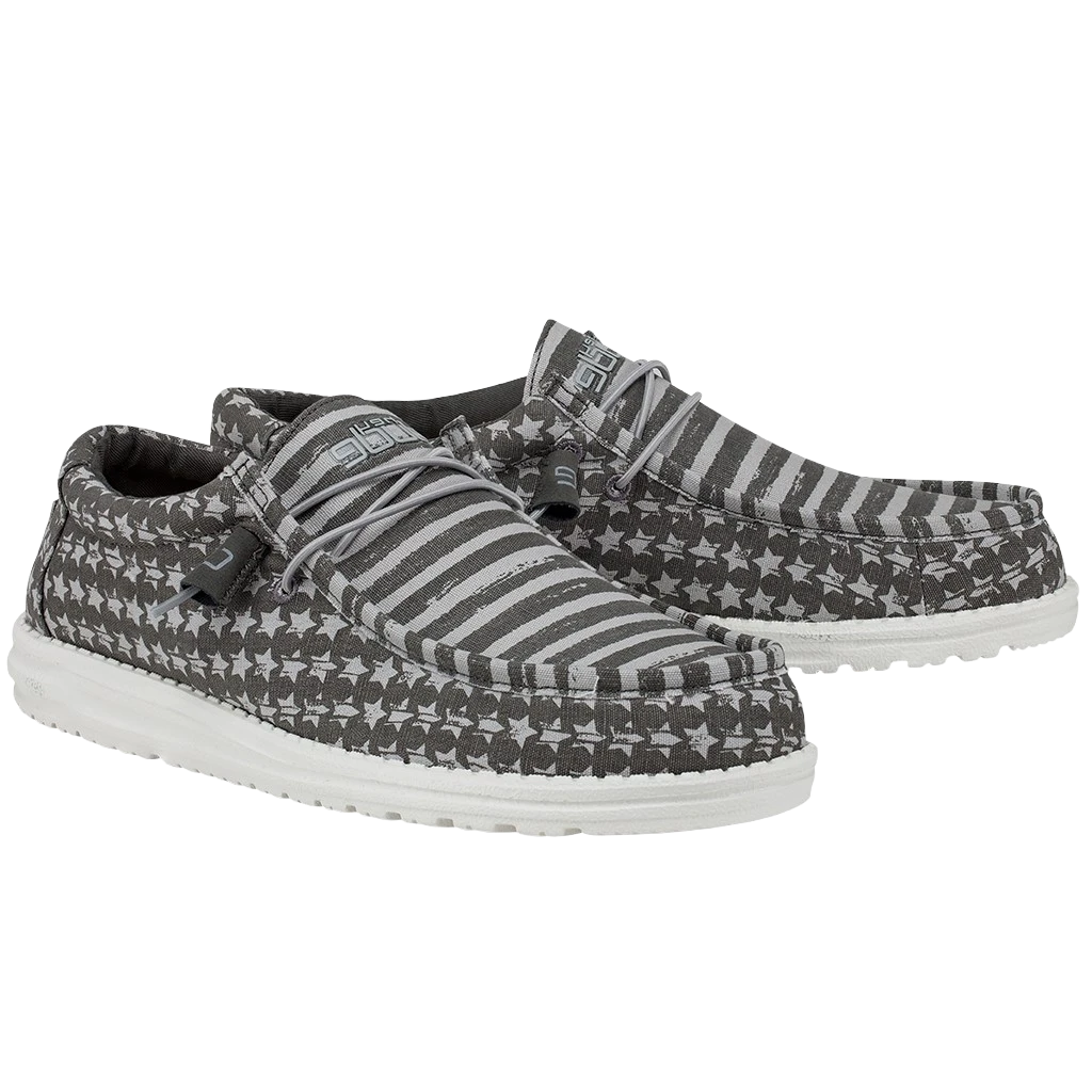 Hey Dude Men's Wally Patriotic Grey Shoes 110063196 1 Hey Dude Men's Wally Patriotic Grey Shoes 110063196