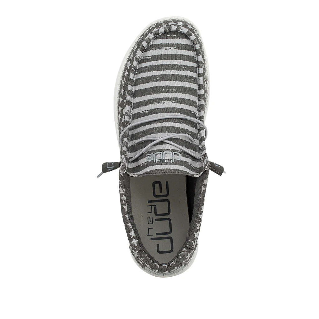 Hey Dude Men's Wally Patriotic Grey Shoes 110063196 2 Hey Dude Men's Wally Patriotic Grey Shoes 110063196 - Image 2