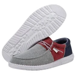 'Hey Dude' Men's Wally Sox - Tri Fans Red White Blue -Hey Dude Shop SS22 M 112560233 WALLY SOX TRI FANS RED WHITE BLUE LEFT 3 1024x1024@2x